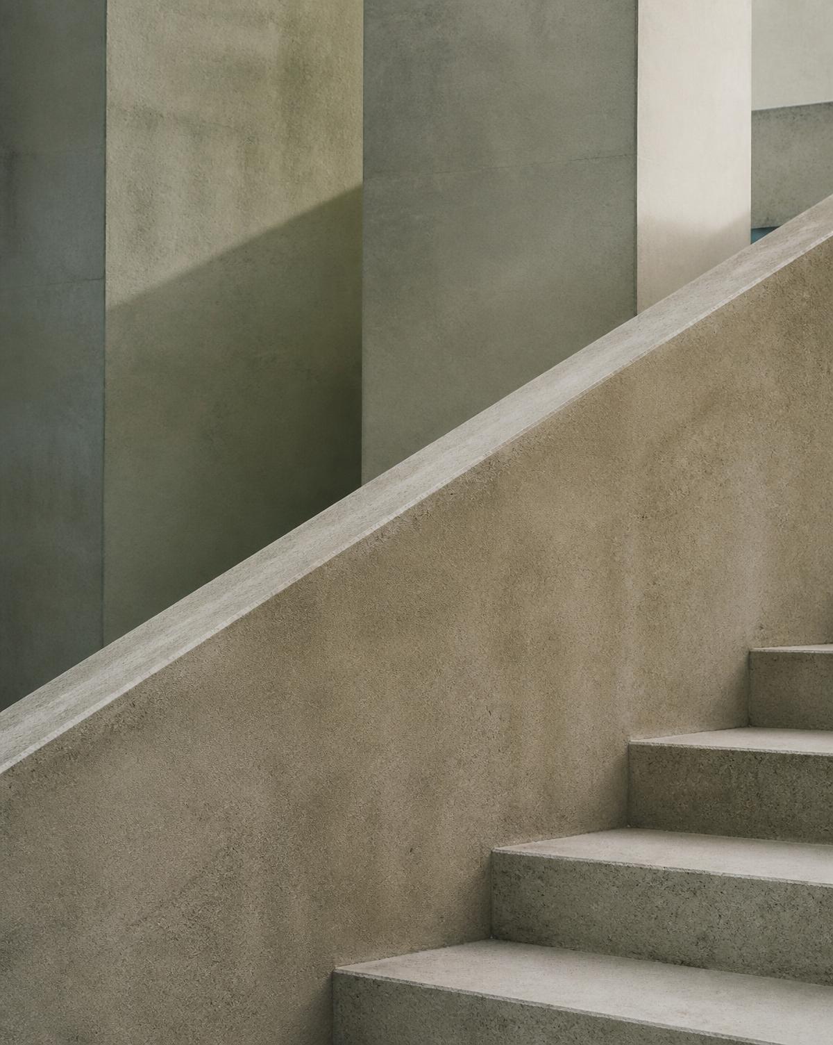 Soft daylight across a concrete stair