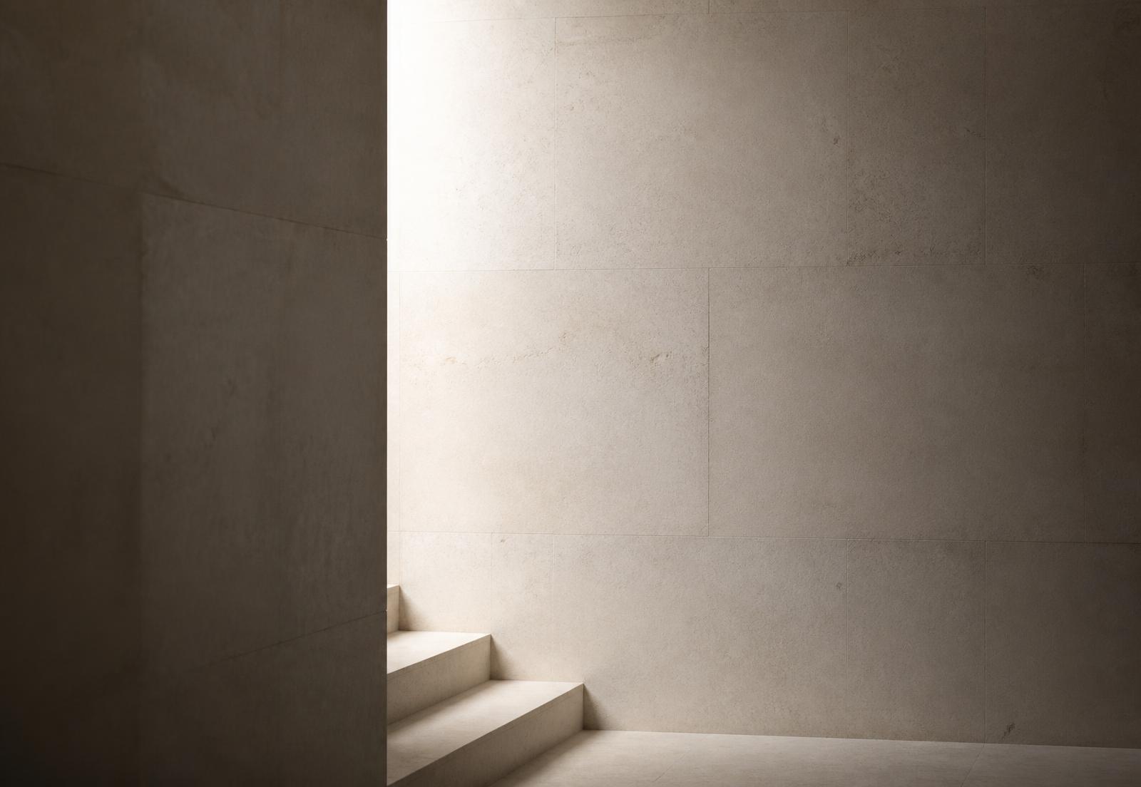 Light falling across a stone architectural facade